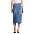 thumbnail image 3 of Falda de mezclilla INSPIRE CHIC para mujer, con cintura alta, abertura frontal, falda midi de mezclilla lavada con bolsillos, talla XL, azul, 3 of 6