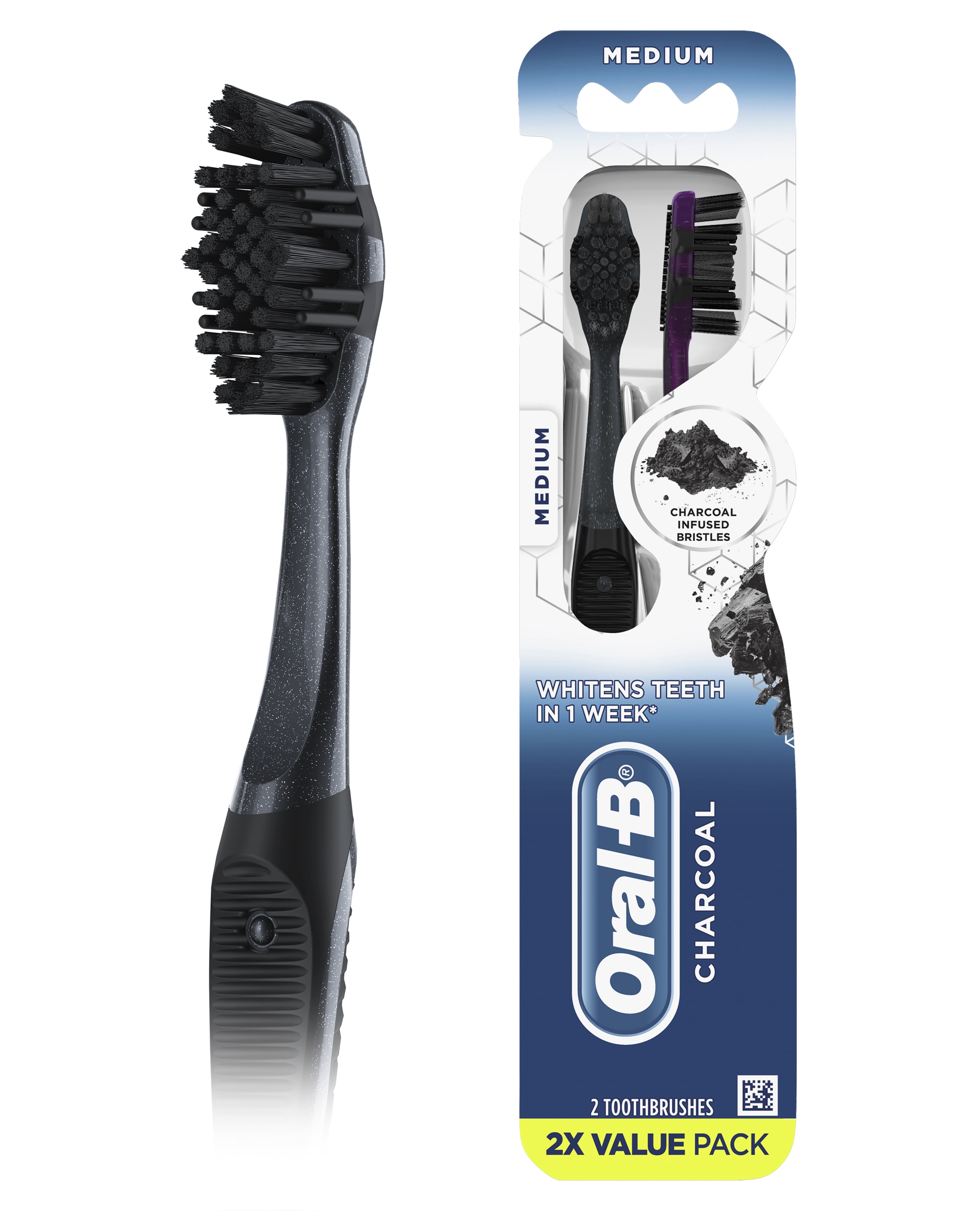 Oral-B Pro-Flex Charcoal Manual Toothbrush, Adult, Soft Bristle, 2