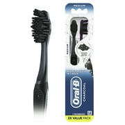 Oral-B Charcoal Manual Toothbrush, Medium, 2 Count, for Adults & Children 3+