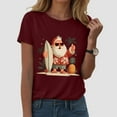 thumbnail image 4 of Duqingm Santa Shirt Cute Xmas Tree Graphic Tees for Women Trendy Short Sleeve Ugly Christmas Tshirts Trendy Holiday Christmas Tops Wine,M, 4 of 6