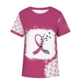 thumbnail image 4 of Blusa de Manga Corta Con Estampado de Cuello Redondo Informal A La Moda Para Mujer Odeerbi ODB180978, 4 of 5
