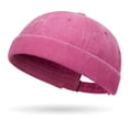 thumbnail image 1 of Bonnet de Mode Hip Hop Chapeau de Rue Hommes Bonnet de Crâne Femmes Printemps Sans Bord Grand Bonnet Melon Manchette Docker Pêcheur Bonnets rose Rouge, 1 of 6