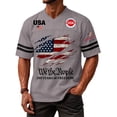 thumbnail image 4 of Men's 250 Anniversary T-Shirt 1776 2026 Patriotic American Flag Freedom Shirts Short Sleeve V Neck Shirt Gray S, 4 of 5