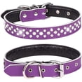 thumbnail image 1 of HAHDAXIA Rhinestones Dog Collar, Adjustable Sparkly Crystal Studded Genuine Leather Pet Dog Collar for Small and Medium Dogs (S, Purple), 1 of 5
