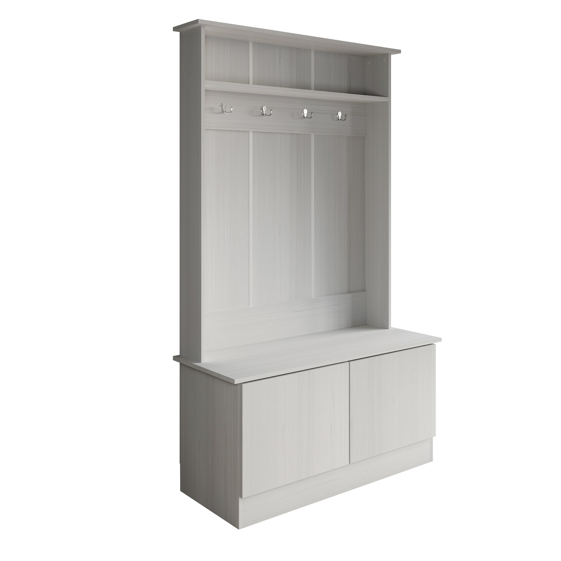 CASTLE PLACE Classic Multipurpose Hall Tree with Bench, Light Grey
