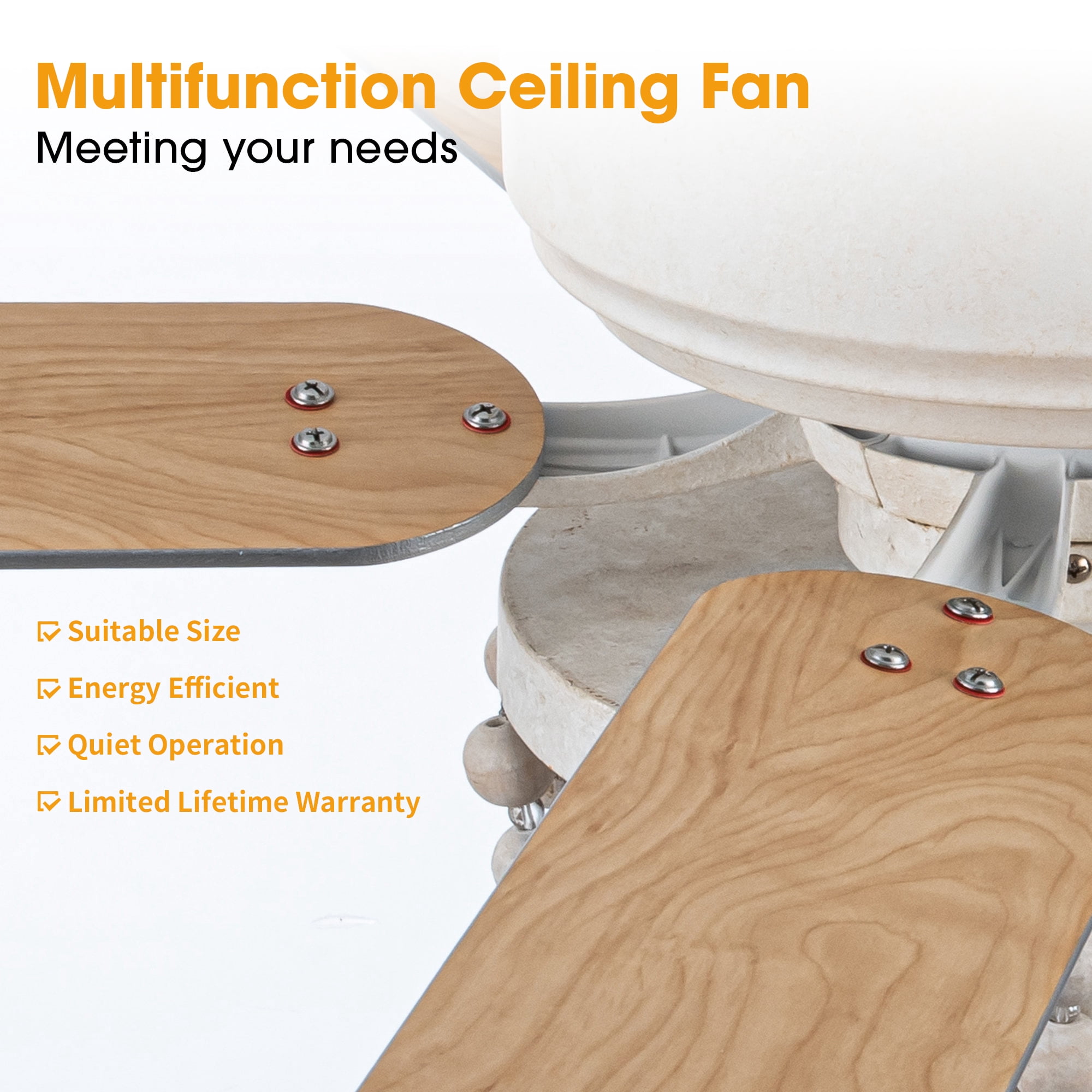 Parrot Uncle 48" Bohemia Reversible Ceiling Fan with Remote and Light Kit, Double-Sided Blades