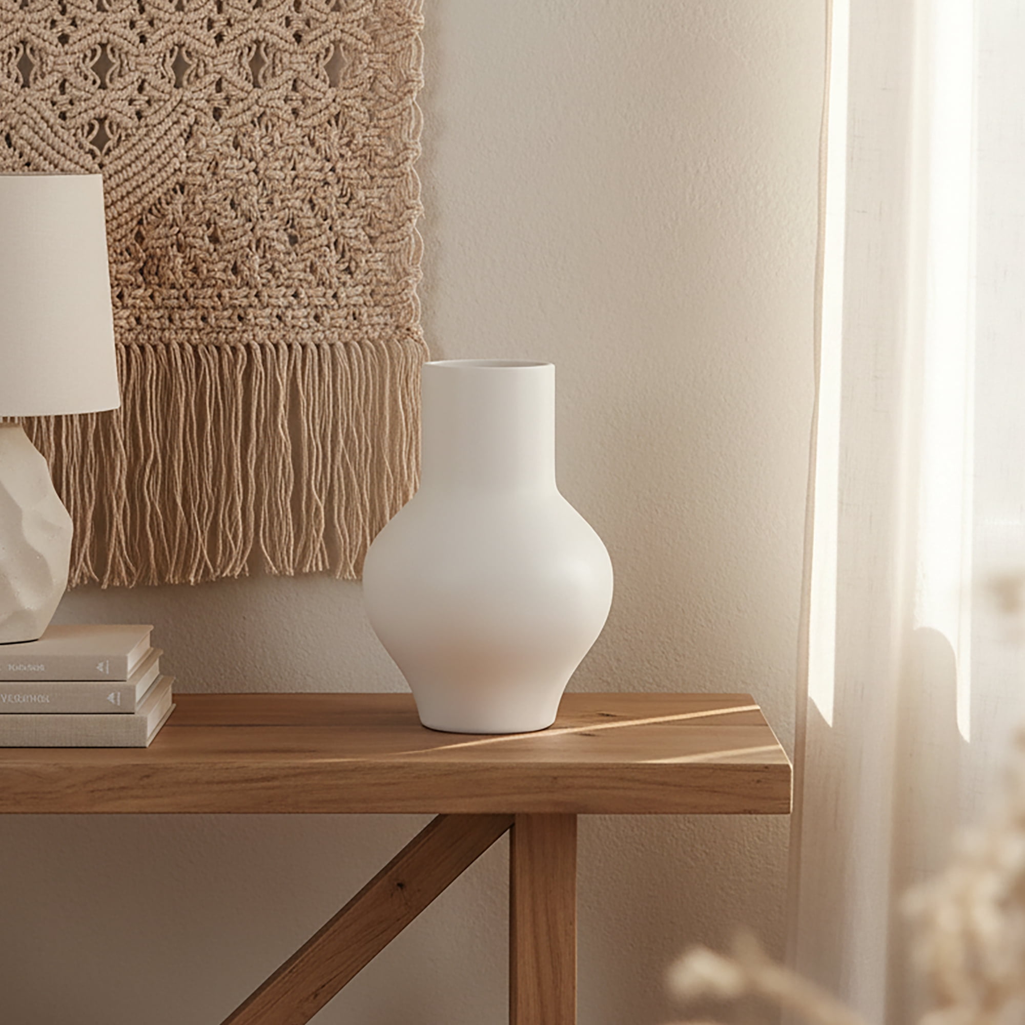 Better Homes & Gardens White Ceramic Soft Curve Decorative Vase, 10 Inch