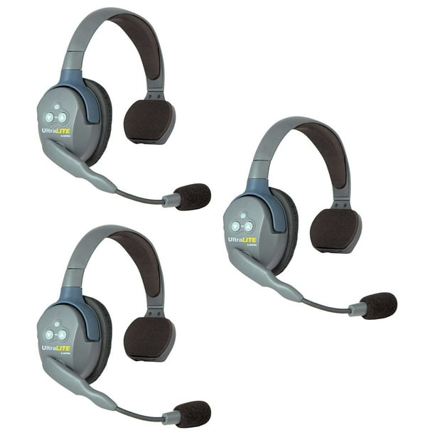 Eartec UL3S UltraLITE Comunicación con Auriculares Inalámbricos Full Duplex para 3 Usuarios - 3 Auriculares de un Solo Oído