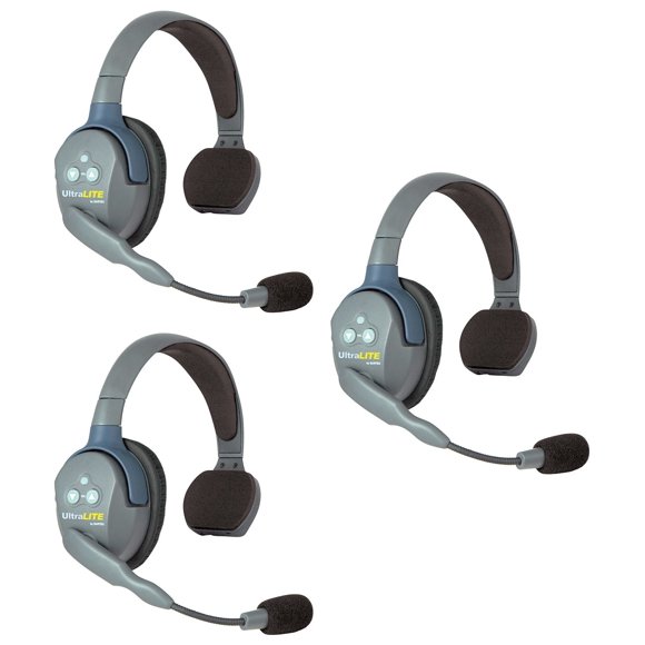 Eartec UL3S UltraLITE Comunicación con Auriculares Inalámbricos Full Duplex para 3 Usuarios - 3 Auriculares de un Solo Oído