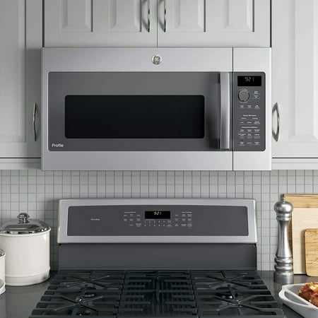 GE Profile - 2.1 cu. ft. Sensor Over-the-Range Microwave - Stainless steel