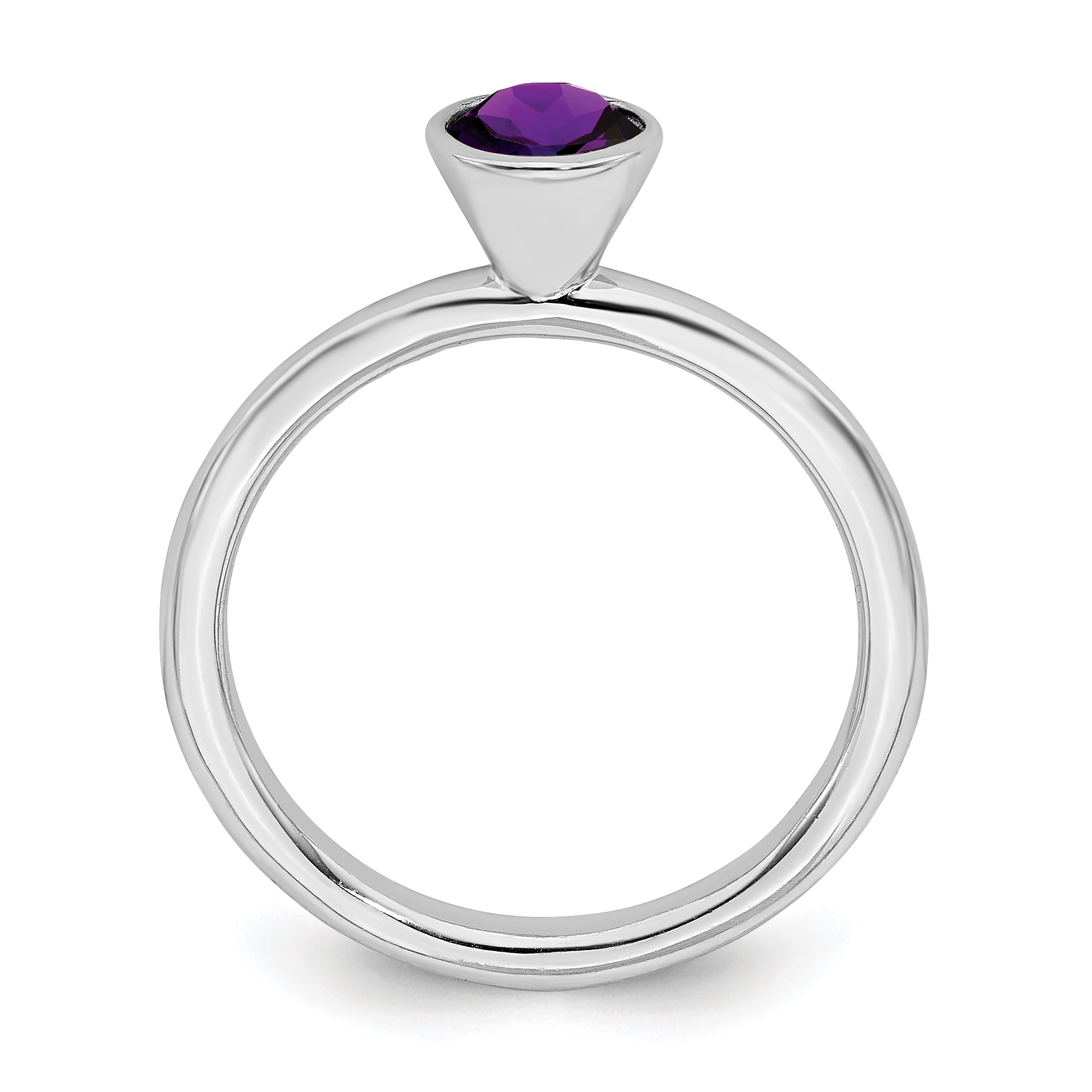 High 5mm Swarovski Sterling Silver February Ring