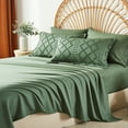 thumbnail image 3 of Davulos King Size Comforter Sets Dark Green Bed in a Bag 7 Pieces Boho Tufted Bed Set for All Seasons, Shabby Chic Embroidery Bedding with Comforter, Sheet, Pillowcases & Shams, 3 of 7