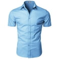 thumbnail image 2 of H2H Mens Casual Slim Fit Short Sleeve Shirts BLUE US 2XL/ASIA 3XL (KMTSTS0132), 2 of 6
