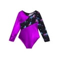 thumbnail image 4 of Lejafay Kids Girls Shiny Long Sleeve Gymnastics Leotards Ballet Unitards Dance Tops Athletic Purple 4, 4 of 6