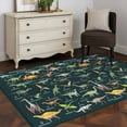 thumbnail image 3 of Area Rugs for Living Room Bedroom, Green Dinosaur 4'x6' Rug Washable Carpet Runner Indoor Outdoor, Vintage Letters Farm Animals Non Slip Accent Floor Mats Rug for Kitchen, Office, 3 of 8