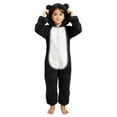 thumbnail image 3 of MKOSPLRT Girls Fleece Onesie Warm Animal Fuzzy One Piece Jumpsuit Kids Cute Winter Color Block Zip Up Sleepwear Soft Loungewear 4-14Y, 3 of 7