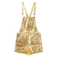 thumbnail image 6 of Kvysinly Mens Shiny Metallic Bib Overall Shorts Casual Jumpsuits Suspender Dungaree Rompers Walkshort Gold M, 6 of 7