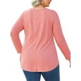 thumbnail image 5 of WellSize Womens Plus Size Tops Casual Pleated V Neck Fall Blouse Tunic Long Sleeve Shirts, 5 of 8