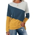 thumbnail image 2 of Womens Tops Color Block Tunic Tops Casual Long Sleeve Shirts Round Neck Pullover Blouses For Women, 2 of 7