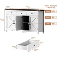 thumbnail image 3 of HAUXITIO Farmhouse Buffet Cabinet with 3 Drawers & 4 Barn Doors,Coffee Bar Sideboard with Storage for Kitchen & Dining Room，White, 3 of 5