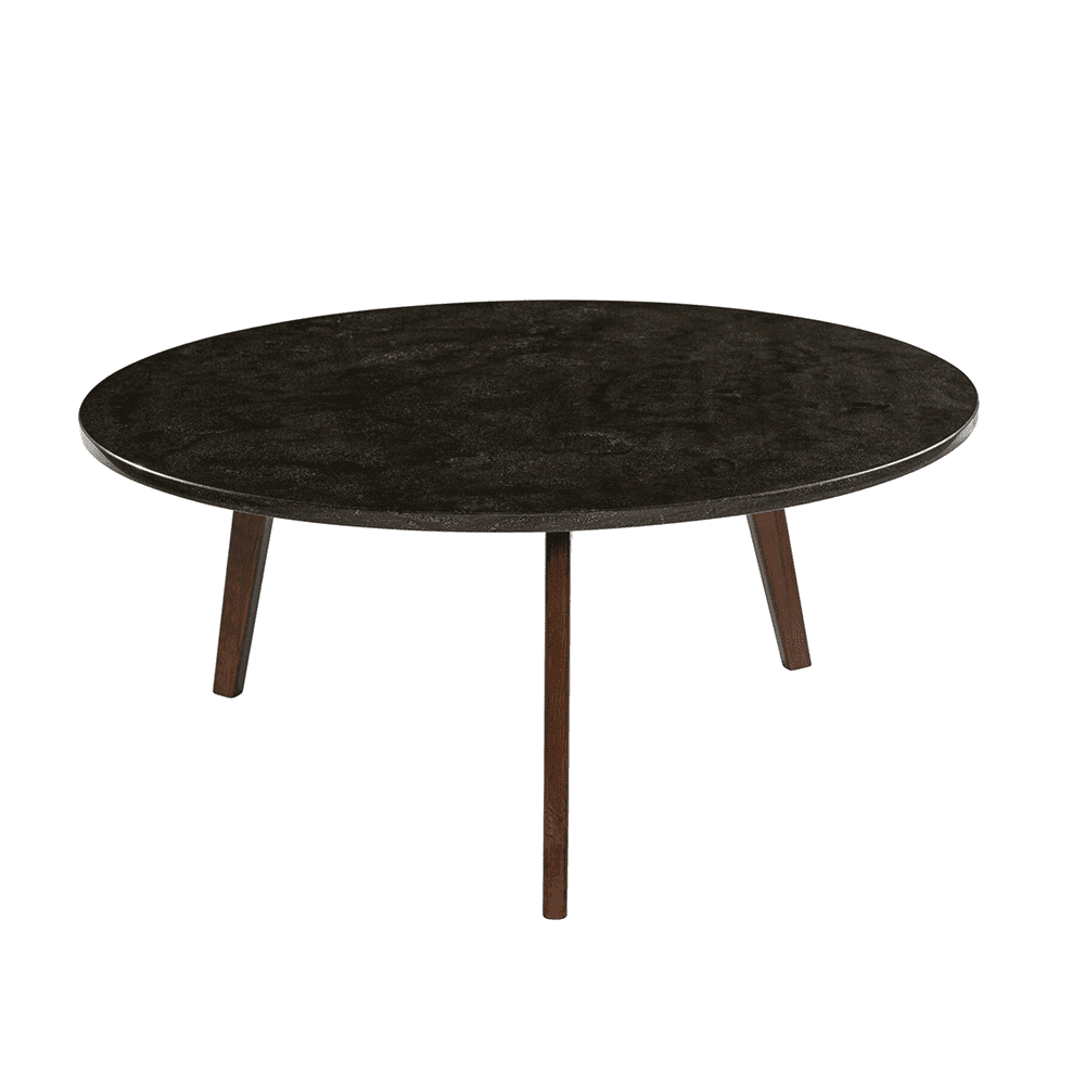 Stella 31" Round Black Marble Coffee Table with Walnut Legs - Walmart