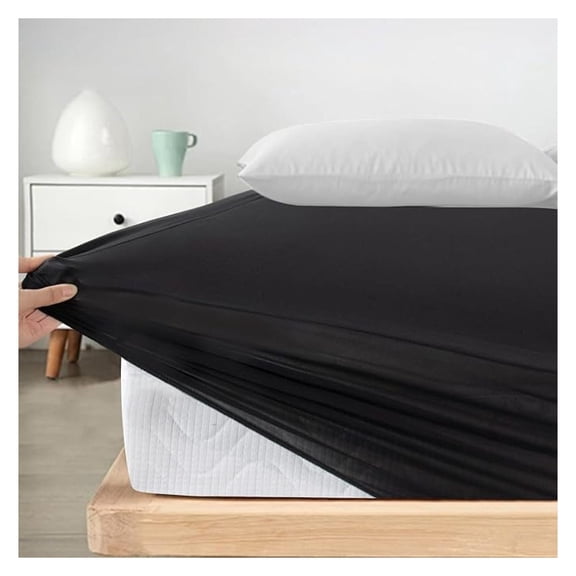 Twin Fitted Sheet - Super Soft Jersey Knit, Deep Pocket 14 Inch, Cooling & Shrink Resistant - Black Twin XL Sheets for Boys, Kids, Teens