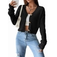 thumbnail image 3 of Women'S Long Sleeve Button Front V-Neck Soft Knit Cardigan Sweaters Black S, 3 of 8