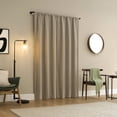 thumbnail image 2 of Sun Zero Prescott 2-pack Herringbone Magnetic Closure 100% Blackout Rod Pocket Curtain Panel Pair, 37"W x 63"L, Dark Beige, 2 of 8