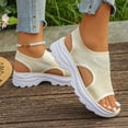 thumbnail image 4 of Women's Platform Sandals Lightweight Knitting Beach Sandal Breathable Thick Sole Wedge Walking Shoes Black Size 7, 4 of 7