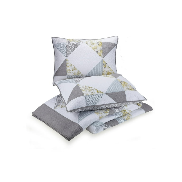 Mary Jane Farm Gray Triangles Cotton Quilts, Queen