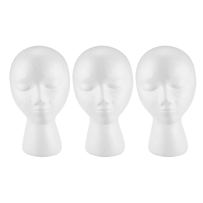 3X Foam Mannequin Wig Head Display Hat Cap Wig Holder White Foam Head