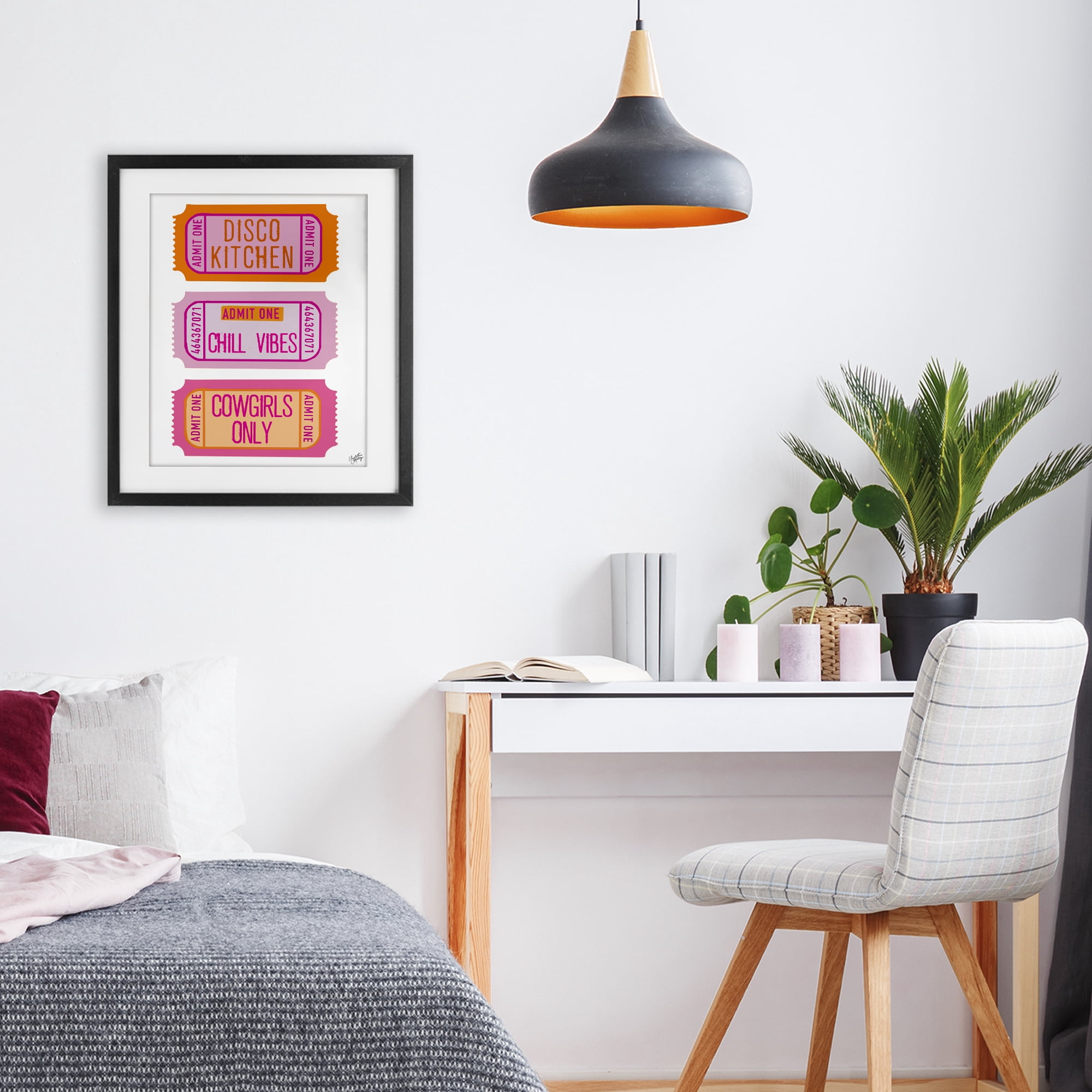 Stupell Industries Disco Cowgirl Ticket Phrases Black Framed Print Under Glass, design by Elizabeth Medley