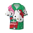 thumbnail image 2 of Lsque Sanrio print Men's Cuban Collar Short Sleeve Shirt Summer Beachwear Casual Button Down Fashionable Vacation Leisure Shirt-X-Large, 2 of 7