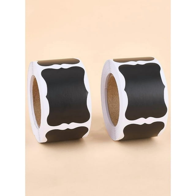 2 rollos de 150 pegatinas autoadhesivas de PVC negras de 50 x 35 mm, etiquetas impermeables para organizar, embalar y hacer álbumes de recortes.