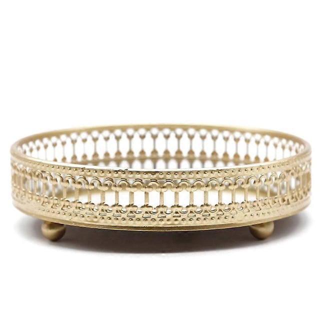 Nordic Glass Gold Iron Tray Household Light Luxury Decoration Fruit Tray Cosmetics Jewelry Storage T