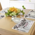 thumbnail image 4 of Ambesonne Pug Place Mats Set of 4, Pug with Bow Glasses, Standard Size, Brown Pale Pink White, 4 of 6