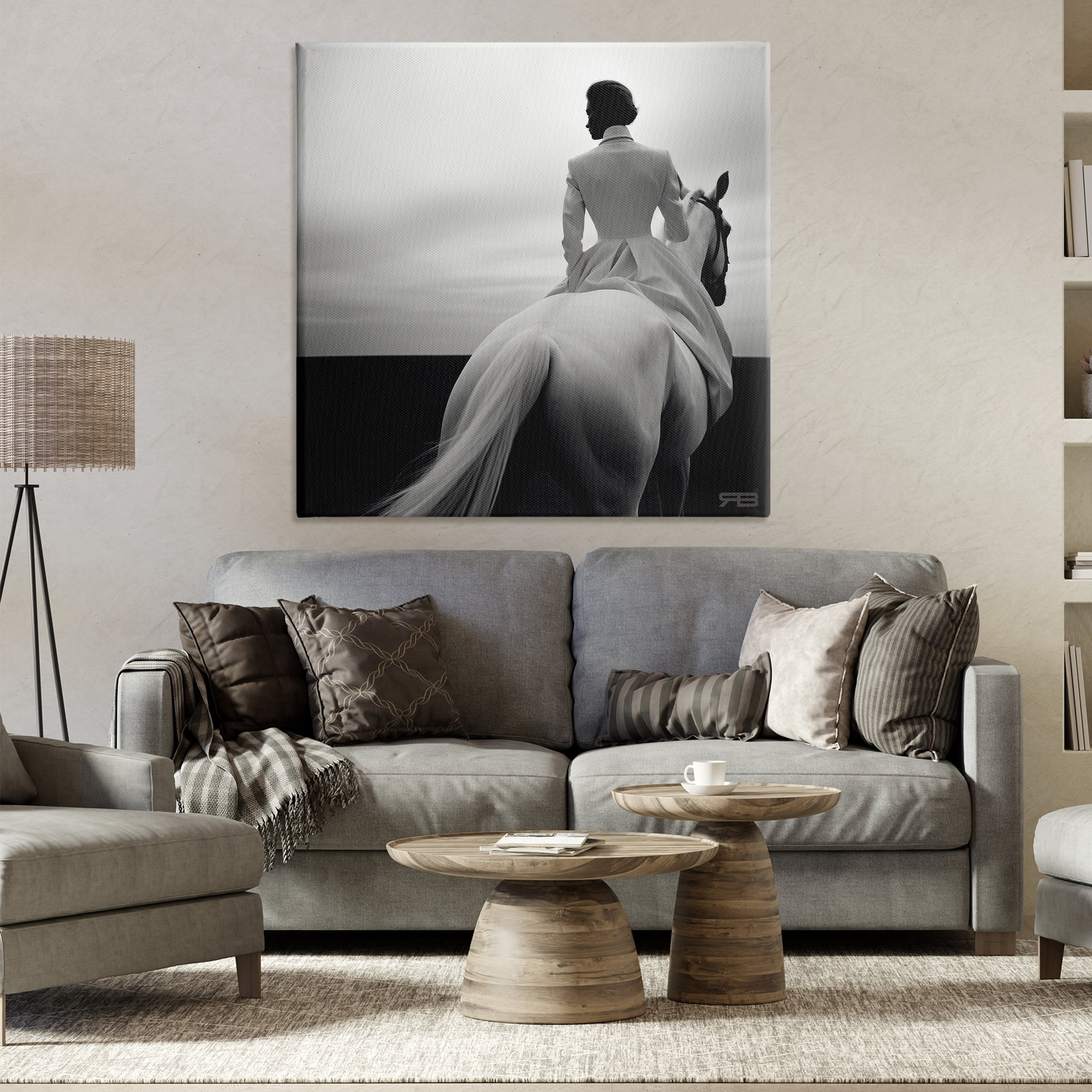 Stupell Industries Riding Horse into Horizon People Painting Wrapped Canvas Art Print Wall Art, 36 x 36