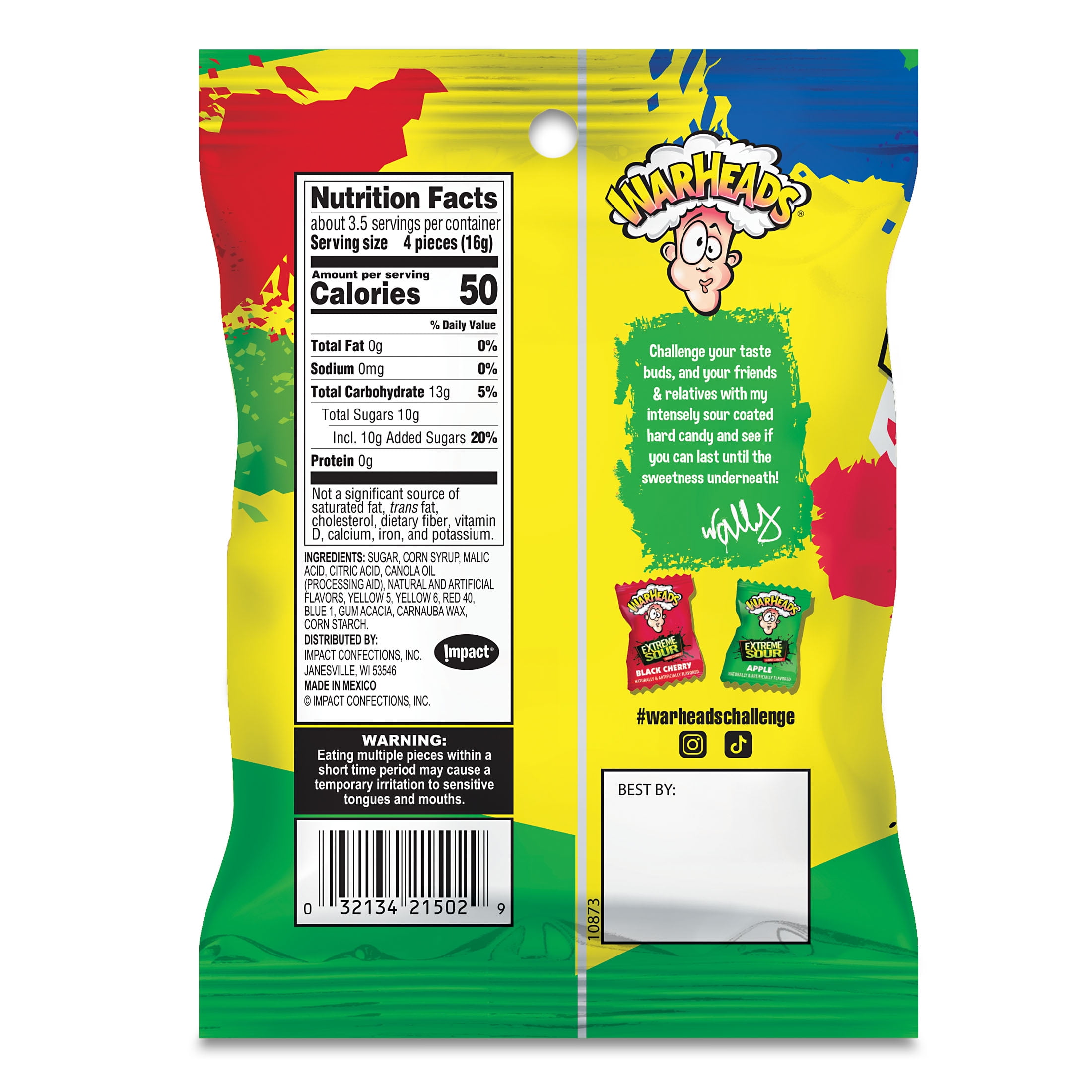 WarHeads Extreme Sour Hard Candy, 2 oz