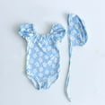 thumbnail image 2 of LckLvx Baby Girls Swimsuit Cute Print Stretchy Short Sleeve One-Piece Swimwear with Hat for 2-24 Months, 2 of 5