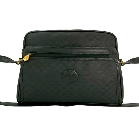 Pre-Owned GUCCI Vintage Micro GG Logo Leather Shoulder Bag/Pochette in Black 97645 (Good)
