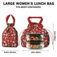 thumbnail image 5 of Red Strawberry Plants Fruit Drawstring Lunch Bag Women - Drawstring Lunch Bag Insulated for Work Office - Stain-Resistant Large Lunchbags for Women with Multi-Pockets, 5 of 6