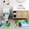 thumbnail image 5 of 4PCS Spa Shower Curtain Sets with Rugs, Waterproof Fabric Shower Curtain, Pink Orchid Floral Bamboo Candle Black Stone Water Garden Massage Spiritual Meditation Relaxing Zen Bathroom Decor, 5 of 7