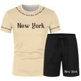 thumbnail image 4 of SHIXIAOO Costumes pour Hommes Tenues Décontractées pour Usage Quotidien Ensemble T-Shirt Col Rond Élégant avec Design Imprimé pour Mode de Rue en Été Kan Sui Ensemble Veste et Pantalon Slim Fit 3 Pcs, 4 of 4