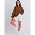 thumbnail image 3 of Chandail à Manches Longues pour Femmes, Col Rond Décontracté, Coupe Ample, Chandail à Capuche, Polaire, Automne, 3 of 6