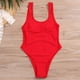 thumbnail image 4 of Traje de baño de una pieza para mujer, bikini sexy de color sólido, traje de baño con cojín en el pecho, sin mangas, triángulo, playa, 4 of 6