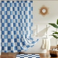 thumbnail image 2 of Checkered Shower Curtain, Blue Shower Curtains for Bathroom, Cute Retro Checkboard Shower Curtain Vintage Aesthetic, Machine Washable Fabric Bath Curtain 72"W x 78"L (Pack of 1), 2 of 6