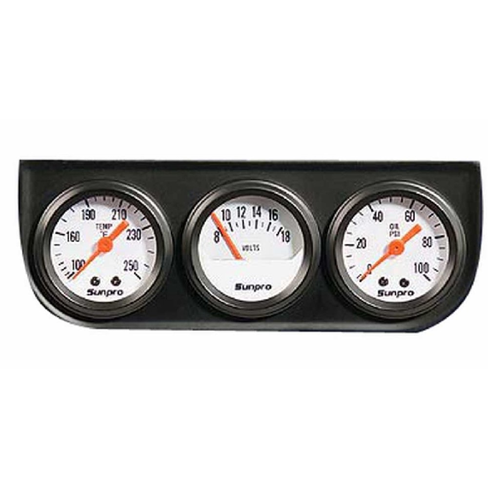 1 1/2" Mechanical Mini Triple Gauge Kit White / Black Bezel CP8091