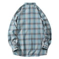 thumbnail image 3 of Plaid Shirts Men Summer Casual Plus Size Loose Shirt with Collar And Long Sleeved Shirt Long Sleeved Flannel Shirt Mens Jacket Blue M, 3 of 5
