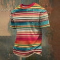 thumbnail image 2 of WAYUTE Mens T Shirts Short Sleeve Cewneck Colorful Striped Graphic Tee Shirt for Festival Celebration Holiday Party Classic Summer Outdoor T Shirt, 2 of 3