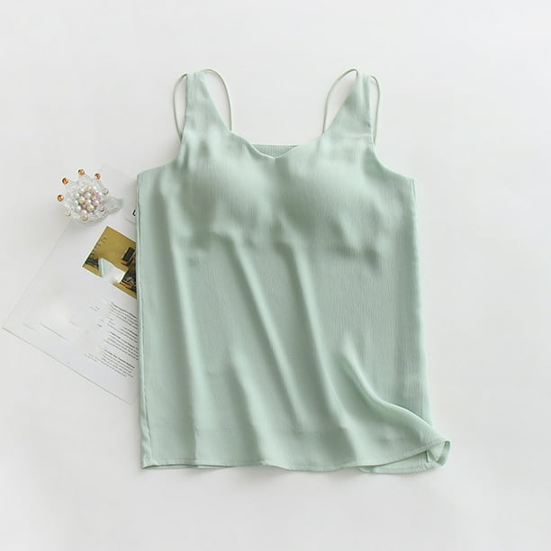 Pijama de manga corta para mujer, de gasa, con cuello en V y tirantes, para verano. Blusa de poliéster para mujer.